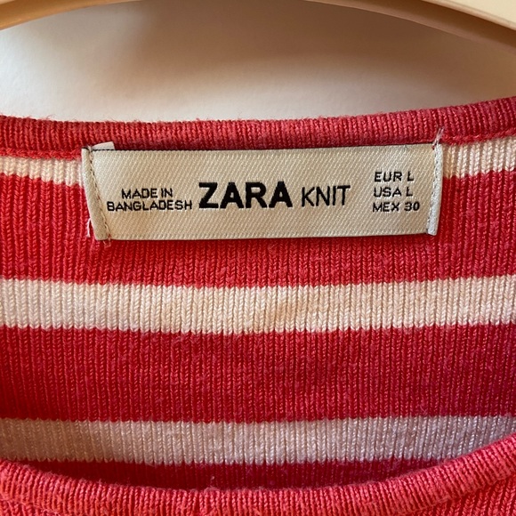 Zara knit pink and white cropped sweater - Picture 5 of 7
